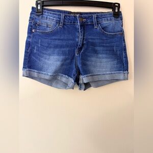 Judy Blue Dark Wash Jean Shorts, size 28, Stretch, Cuffed